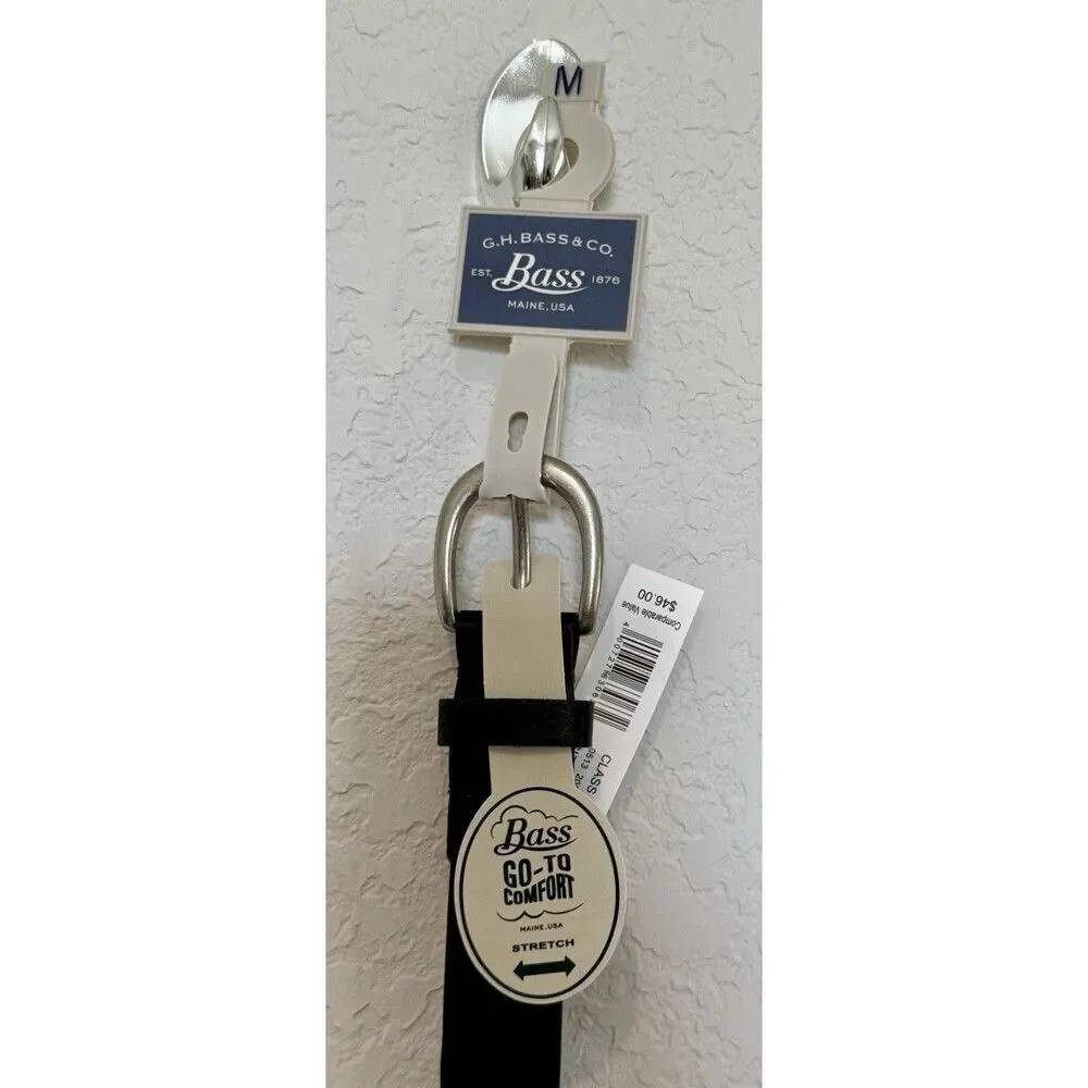 G.H. Bass & Co Belt Black Unisex Sz M GO-TO COMFORT  STRETCH